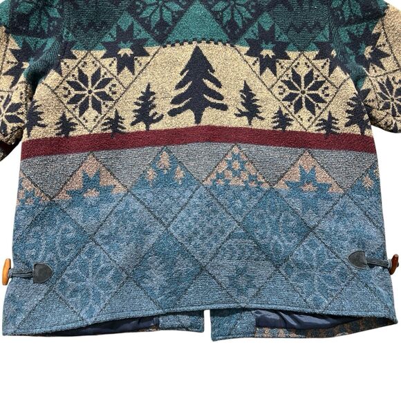 Katy D Kathryn Deene Blanket Coat Toggle Wool Blend Mountain Print Sz 22/24 - Picture 14 of 14